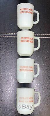 Vintage Fire King Curse You Red Baron Mug Coffee Cup Lot Of 4