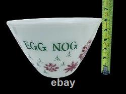 Vintage Fire King Egg Nog 9 piece Set Milk Glass Snowflake Retro Punch Bowl NICE