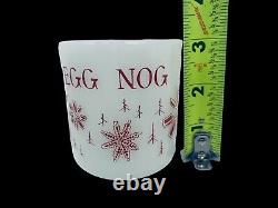 Vintage Fire King Egg Nog 9 piece Set Milk Glass Snowflake Retro Punch Bowl NICE