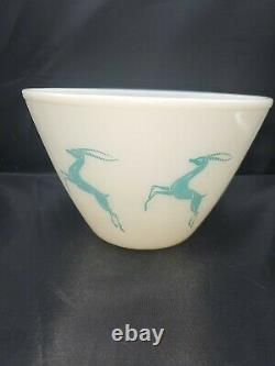 Vintage Fire King Gazelle 9 x 6 White Aqua Mixing Bowl #7