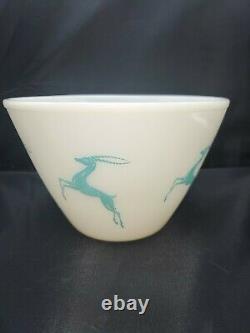 Vintage Fire King Gazelle 9 x 6 White Aqua Mixing Bowl #7