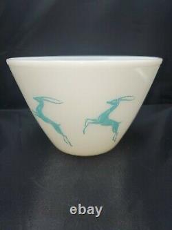 Vintage Fire King Gazelle 9 x 6 White Aqua Mixing Bowl #7