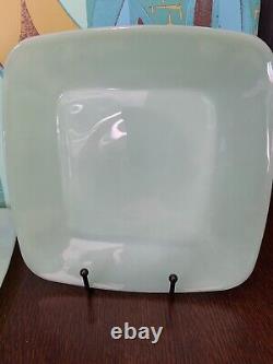 Vintage Fire King Jadeite Charm Pattern Square 8 3/8 Luncheon Plate Set Of 4