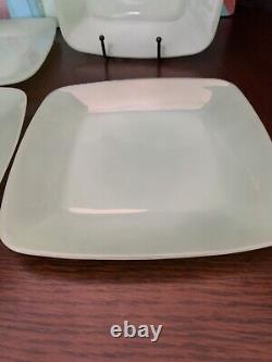 Vintage Fire King Jadeite Charm Pattern Square 8 3/8 Luncheon Plate Set Of 4