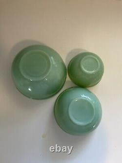 Vintage Fire King Jadeite Nesting Mixing Bowl Set of 3 Beaded Edge 5 6 & 7