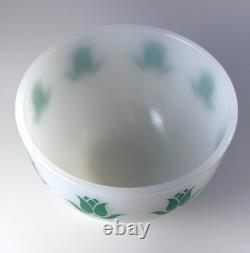 Vintage Fire King Milk Glass Green Tulip Bowl with Sealtest Cottage Cheese Lid Vintage Fire King Milk Glass Green Tulip Bowl with Sealtest Cottage Cheese Lid