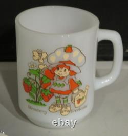 Vintage Fire King Milk Glass Strawberry Shortcake Mug Life Is Delicious