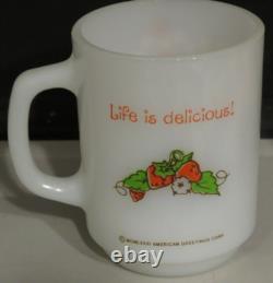 Vintage Fire King Milk Glass Strawberry Shortcake Mug Life Is Delicious