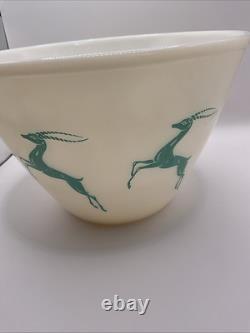 Vintage Fire King Milk Glass Tapered Splash Proof Bowl Turquoise Gazelle, 9.5
