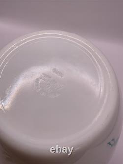 Vintage Fire King Milk Glass Tapered Splash Proof Bowl Turquoise Gazelle, 9.5