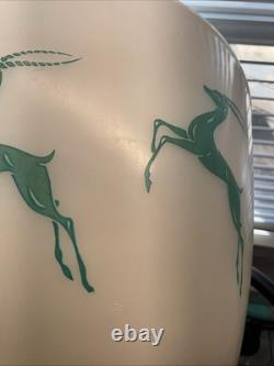 Vintage Fire King Milk Glass Tapered Splash Proof Bowl Turquoise Gazelle, 9.5
