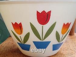 Vintage Fire King Milk Glass Tulip Mixing Bowls Set of 3