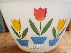 Vintage Fire King Milk Glass Tulip Mixing Bowls Set of 3