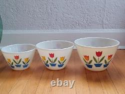 Vintage Fire King Milk Glass Tulip Mixing Bowls Set of 3