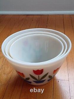 Vintage Fire King Milk Glass Tulip Mixing Bowls Set of 3