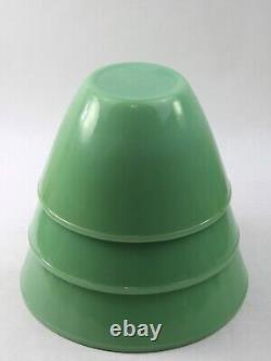 Vintage Fire King Oven Ware Jadeite Milk Glass Splash Proof Nesting Bowl Set