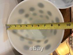 Vintage Fire-King Oven Ware Milk Glass Black Polka Dot Mixing Bowl Set, 3-Piece