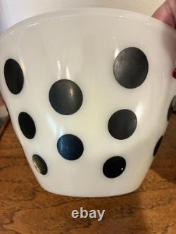 Vintage Fire-King Oven Ware Milk Glass Black Polka Dot Mixing Bowl Set, 3-Piece