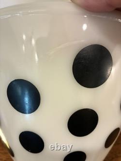 Vintage Fire-King Oven Ware Milk Glass Black Polka Dot Mixing Bowl Set, 3-Piece