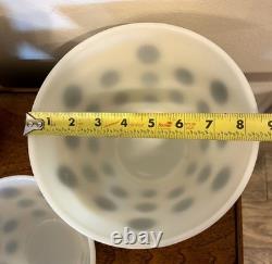 Vintage Fire-King Oven Ware Milk Glass Black Polka Dot Mixing Bowl Set, 3-Piece