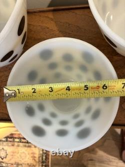 Vintage Fire-King Oven Ware Milk Glass Black Polka Dot Mixing Bowl Set, 3-Piece