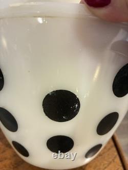 Vintage Fire-King Oven Ware Milk Glass Black Polka Dot Mixing Bowl Set, 3-Piece