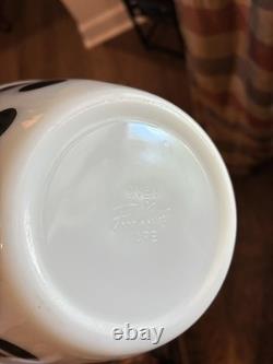 Vintage Fire-King Oven Ware Milk Glass Black Polka Dot Mixing Bowl Set, 3-Piece