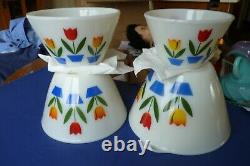 Vintage Fire King Oven Ware Nesting Tulip White Mixing Bowls Set of 4