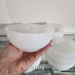 Vintage Fire King Oven Ware white glass bowls, heavy milk glass Set Lot Of 12
