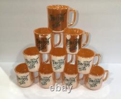 Vintage Fire King Peach Lustre Tom & Jerry Punch Bowl & 10 Mugs