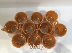 Vintage Fire King Peach Lustre Tom & Jerry Punch Bowl & 10 Mugs