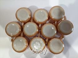 Vintage Fire King Peach Lustre Tom & Jerry Punch Bowl & 10 Mugs