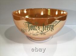 Vintage Fire King Peach Lustre Tom & Jerry Punch Bowl & 10 Mugs
