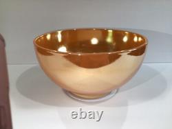 Vintage Fire King Peach Lustre Tom & Jerry Punch Bowl & 10 Mugs