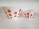 Vintage Fire King Red Polka Dot Mixing Bowls Set Of Two Anchor Hocking As Is