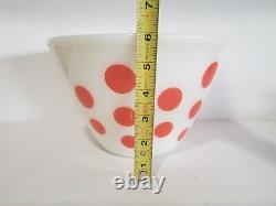 Vintage Fire King Red Polka Dot Mixing Bowls Set of Two Anchor Hocking AS IS