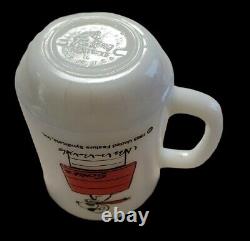 Vintage Fire King Snoopy Curse You Red Baron Coffee Mug White Milk Glass 1965
