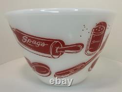 Vintage Fire King Spag's Splash Proof Milk Glass 7.5 Mixing Bowl MCM 1950's