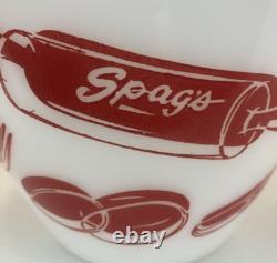 Vintage Fire King Spag's Splash Proof Milk Glass 7.5 Mixing Bowl MCM 1950's