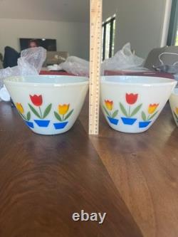 Vintage Fire-King Tulip Mixing Bowls (3-Piece Set) Milk Glass Nesting Bowls
