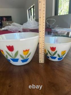 Vintage Fire-King Tulip Mixing Bowls (3-Piece Set) Milk Glass Nesting Bowls