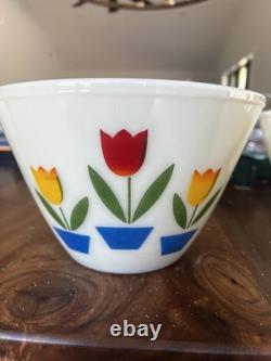 Vintage Fire-King Tulip Mixing Bowls (3-Piece Set) Milk Glass Nesting Bowls