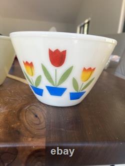 Vintage Fire-King Tulip Mixing Bowls (3-Piece Set) Milk Glass Nesting Bowls
