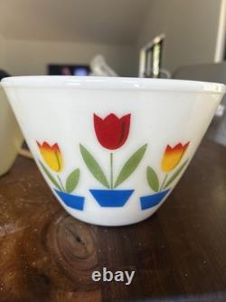 Vintage Fire-King Tulip Mixing Bowls (3-Piece Set) Milk Glass Nesting Bowls