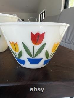 Vintage Fire-King Tulip Mixing Bowls (3-Piece Set) Milk Glass Nesting Bowls