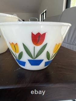 Vintage Fire-King Tulip Mixing Bowls (3-Piece Set) Milk Glass Nesting Bowls