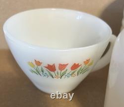 Vintage Fire King Tulip Salt Pepper Shakers & Grease Jar & 2 Coffee Mugs FREE SH