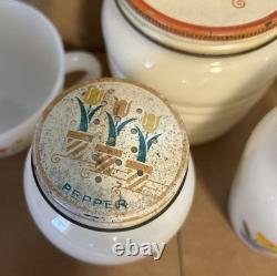 Vintage Fire King Tulip Salt Pepper Shakers & Grease Jar & 2 Coffee Mugs FREE SH