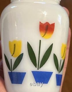 Vintage Fire King Tulip Salt Pepper Shakers & Grease Jar & 2 Coffee Mugs FREE SH