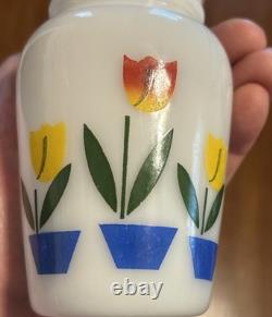 Vintage Fire King Tulip Salt Pepper Shakers & Grease Jar & 2 Coffee Mugs FREE SH